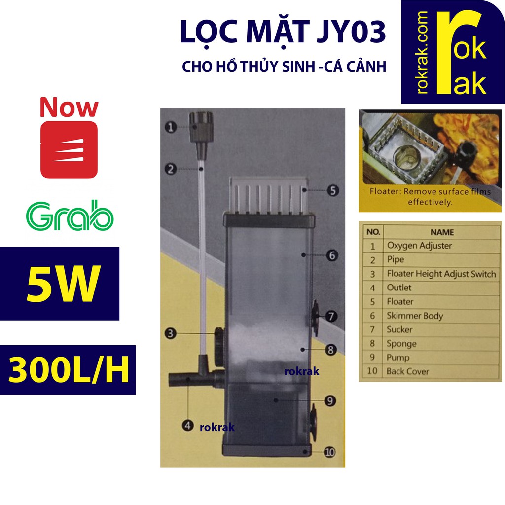 Lọc váng SunSun JY03 5w 300l/h lọc mặt cho hồ thủy sinh cá cảnh