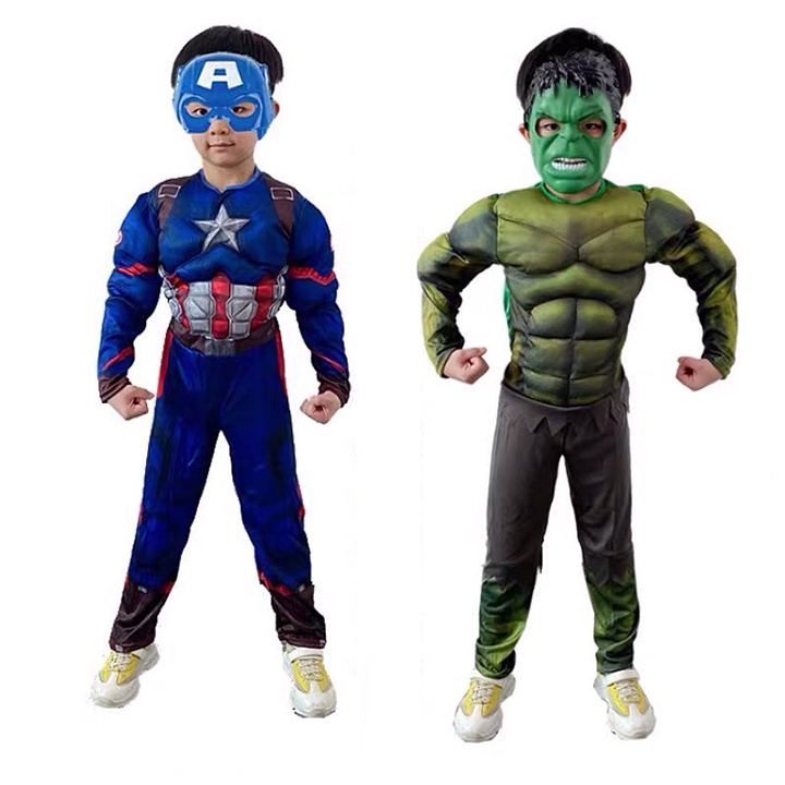 Bộ Quần Áo Hoá Trang Kèm Mặt Nạ Siêu Nhân Đội Trưởng Mỹ Captain America - Người Sắt Iron Man - Người Khổng Lồ Xanh Hulk