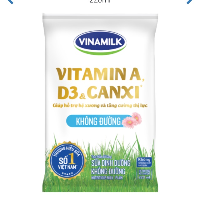 Sữa vinamilk không đường 220ml
