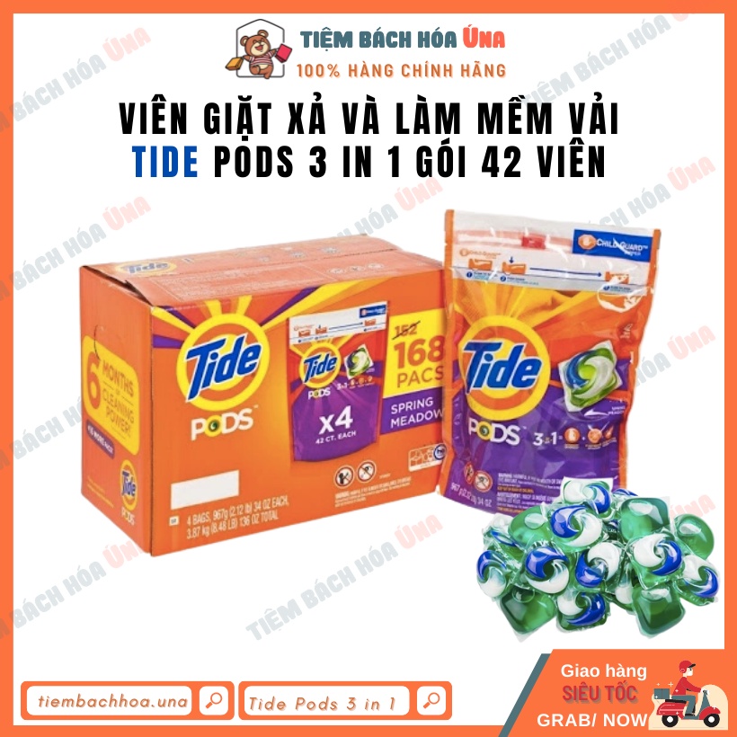 Viên giặt xả và làm mềm vải Tide Pods 3 in 1 gói 42 viên