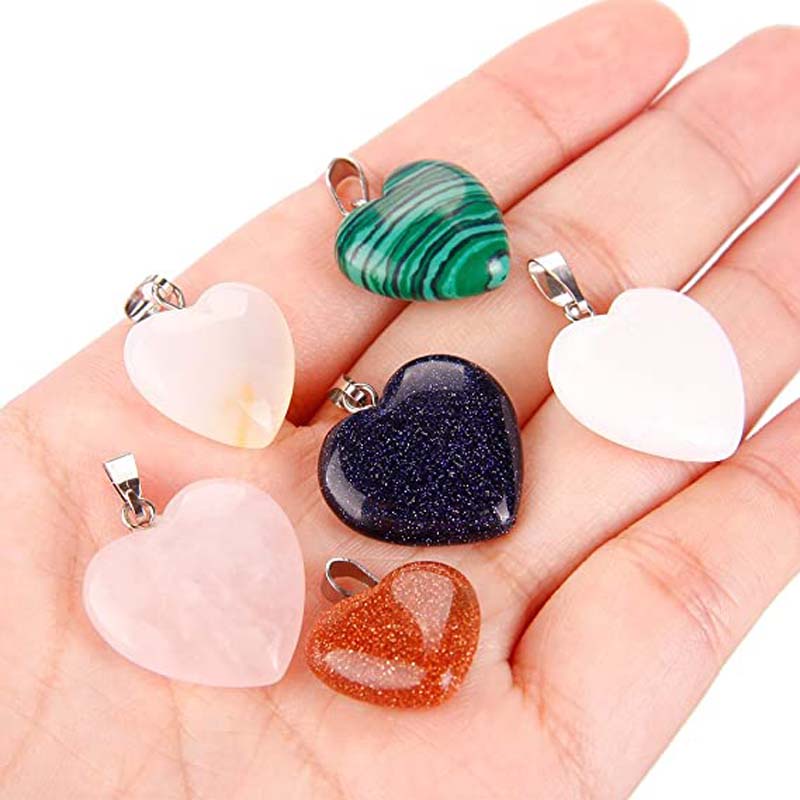 Hạt charm thạch anh hình trái tim làm trang sức thủ công
