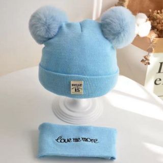 Set mũ khăn ống quả bông cho bé