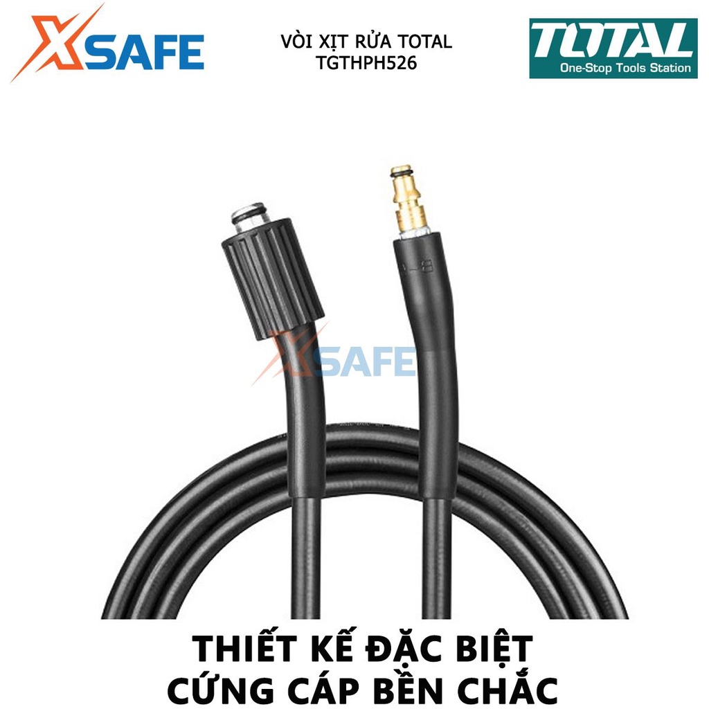 Dây xịt rửa áp suất cao TOTAL TGTHPH526 dẫn nước, dài 5 mét, chất liệu PVC, hỗ trợ tăng áp lực nước khi phun - xsafe