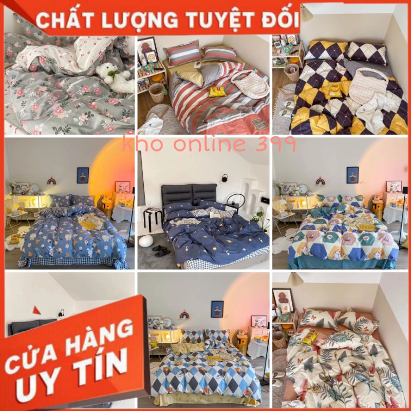 [RẺ VÔ ĐỊCH] set (bộ) chăn ga gối nệm cotton demi mịn đẹp kích thước 1m6, 1m8, 2mx2m2, ga trải giường, vỏ gối