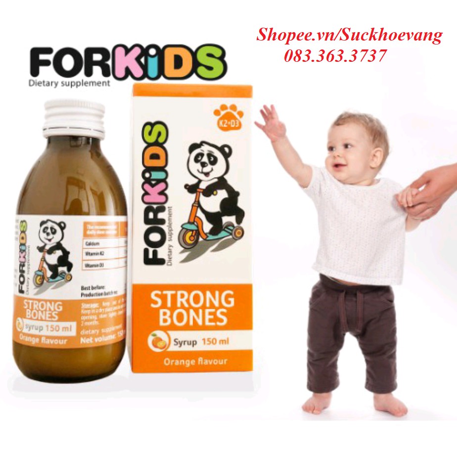 [ Chính Hãng ] Tăng chiều cao CANXI FORKIDS STRONG BONES 150ml | NHẬP KHẨU CHÍNH HÃNG BALAN