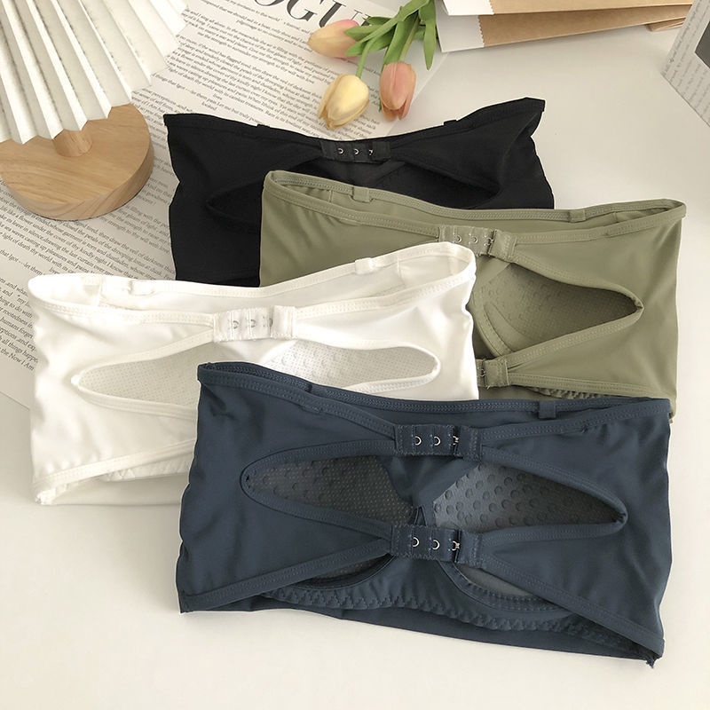 Áo Ngực Không Dây Không Gọng Có Đệm Ngực Bằng Lụa Lạnh Chống Trượt Thời Trang Mùa Hè Cho Nữ