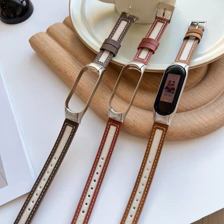 Dây Đeo Thay Thế Chất Liệu Da Phong Cách Vintage Cho Xiaomi Mi Band 6 5 4 3 Mi Band 5