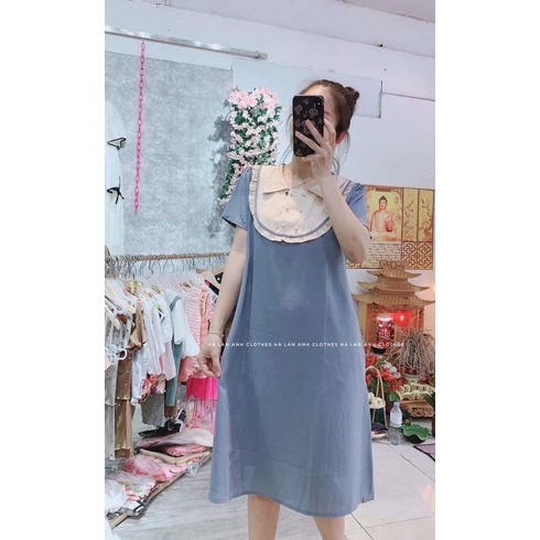 Váy bầu thiết kế công sở 4 màu xanh, hồng,nâu,đen cực xinh xắn trẻ trung size 40-75KG