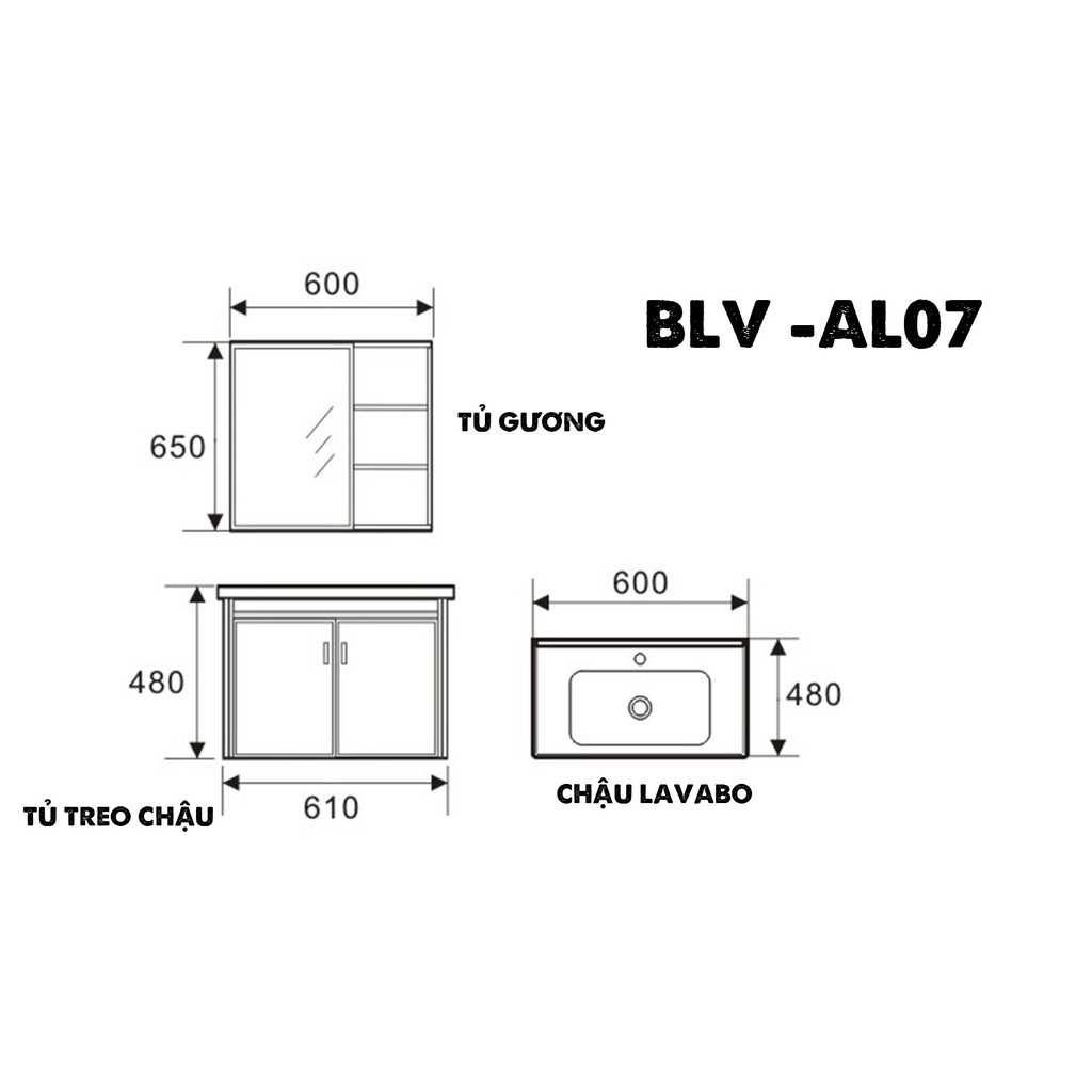 Bộ tủ Lavabo chất liệu Nhôm Aluminium chịu nước Eurolife BLV-AL07 màu Nâu