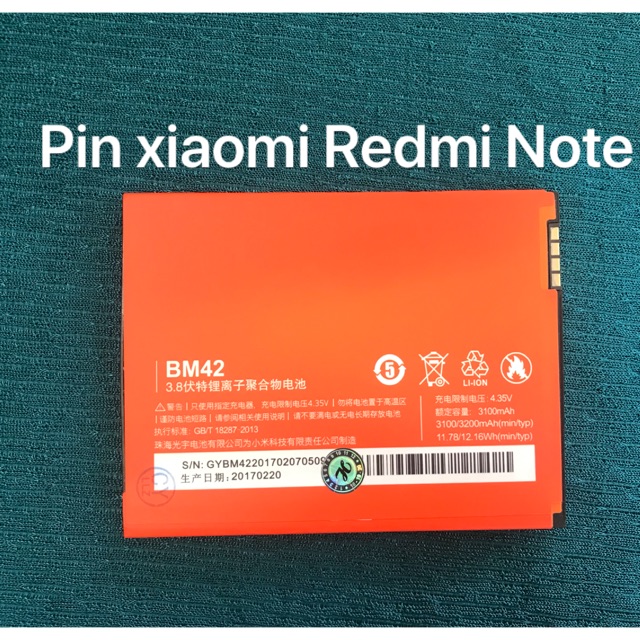 Pin xiaomi redmi note zin - kí hiệu trên pin BM42