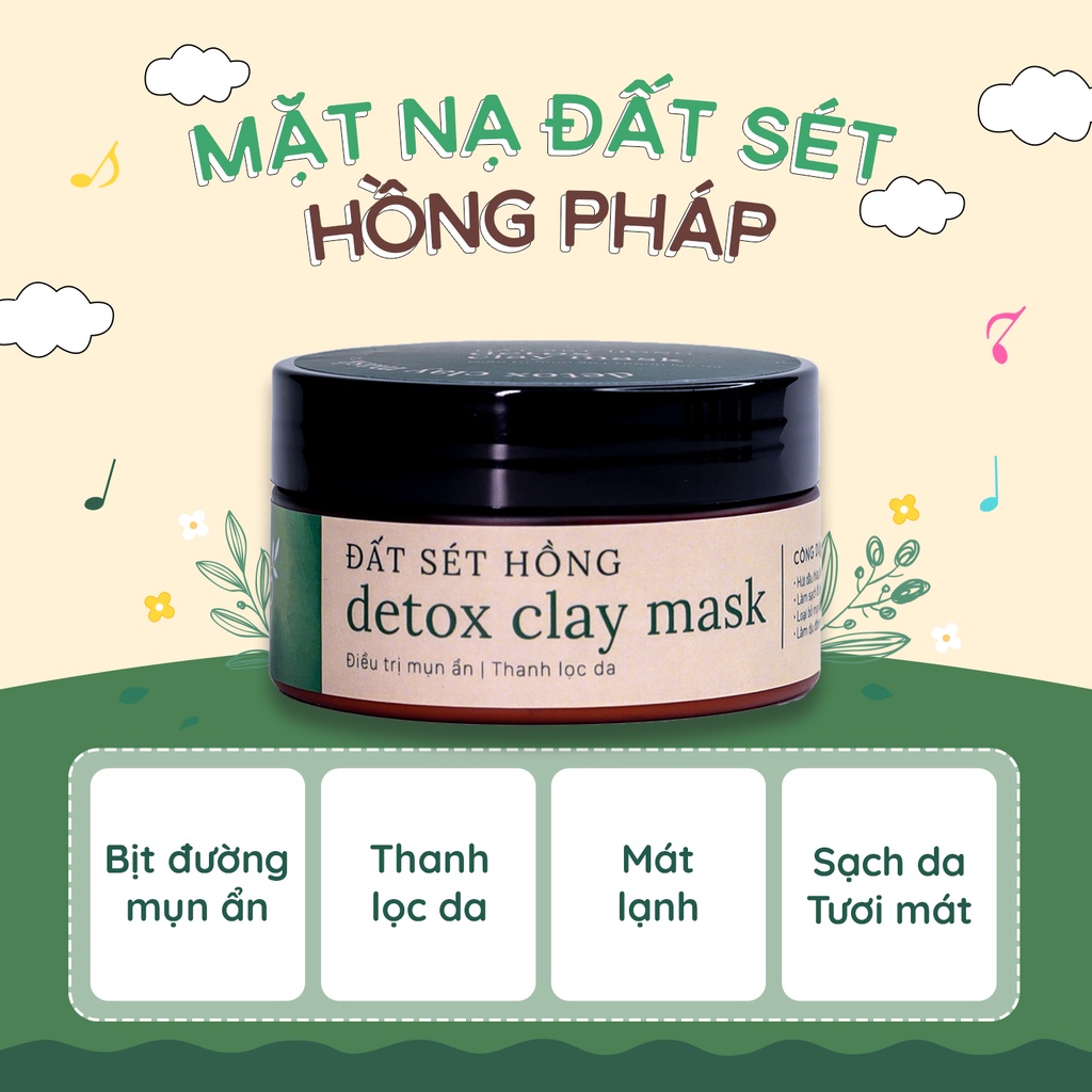 Combo 2 Mặt Nạ Giảm mụn ẩn hiệu quả gấp 2 lần -Thải Độc Đất Sét Hồng Pháp Ngừa Mụn GUO-Detox Clay Mask