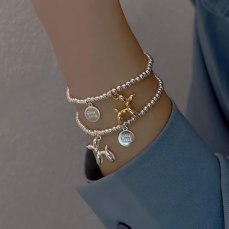 Vòng Lắc tay bi charm mạ bạc