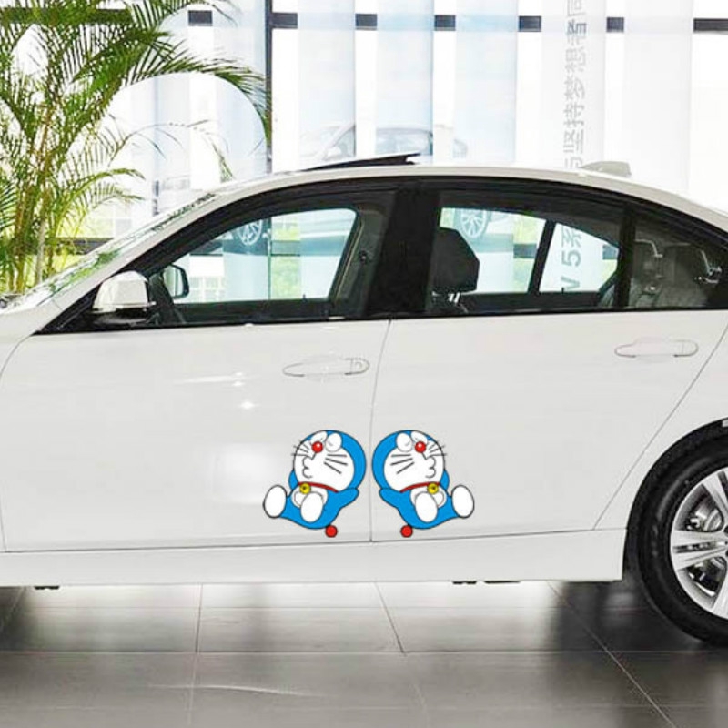 1 Cặp Miếng Dán Trang Trí Xe Hơi Hình doraemon Chống Thấm Nước