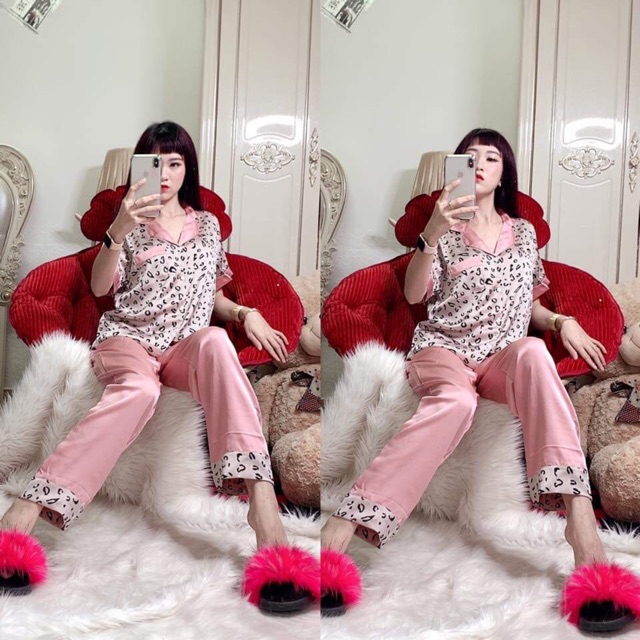 ⭐️⭐️ Bộ Pizama Lụa Áo Tay Ngắn Quần Dài hoạ tiết (kèm ảnh thật) hàng có sẵn⭐️⭐️