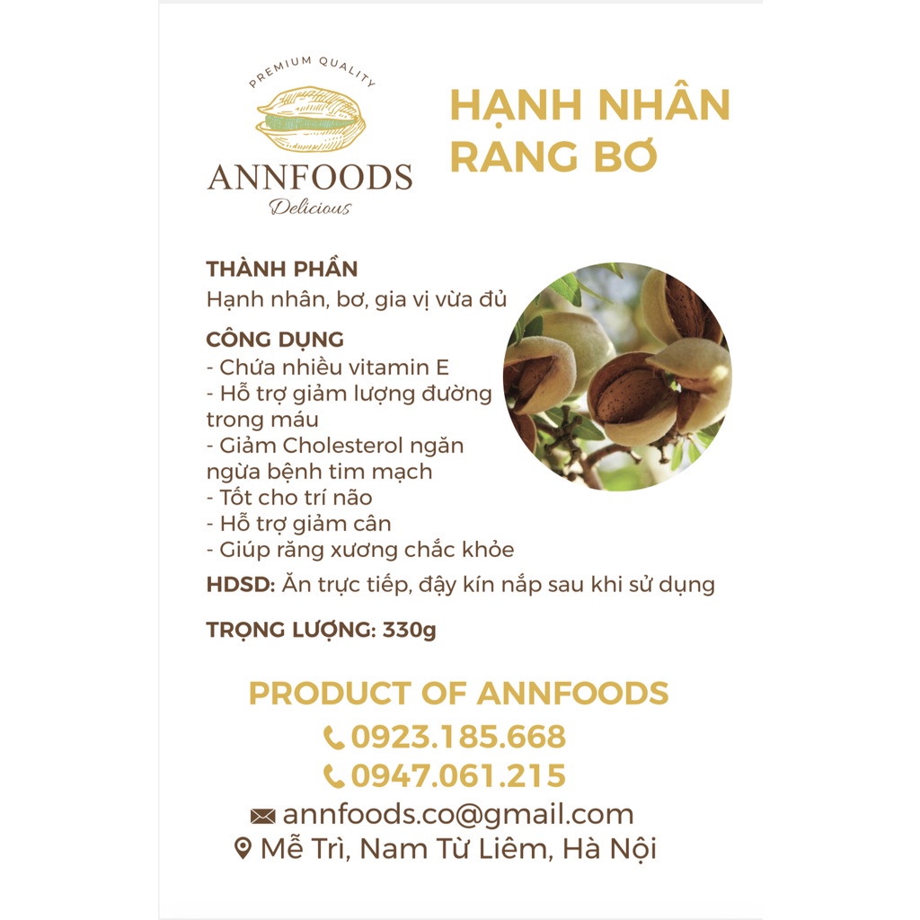 Hạt Hạnh Nhân Rang Bơ Hạt Hạnh Nhân Nguyên Vị Thơm Giòn, Giảm Cân, Ăn Kiêng – Annfoods