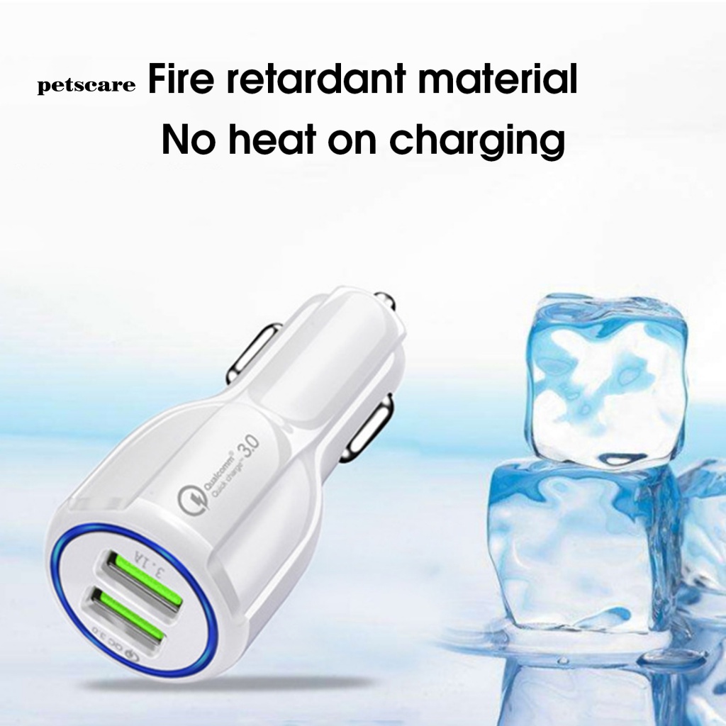 Cốc Sạc Nhanh QCA 2 Cổng USB Có Đèn Xanh Dương Cho Xe Hơi