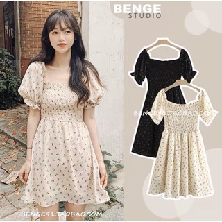 Váy hoa vintage trễ vai chun ngực siêu xinh Đầm hoa nhẹ nhàng