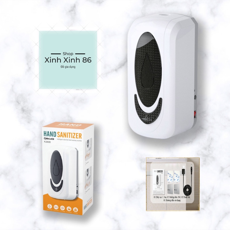 Máy Rửa Tay Tự Động Sát Khuẩn Phun Bọt Treo Tường Dung Tích Lớn - Sạc Tích Điện USB