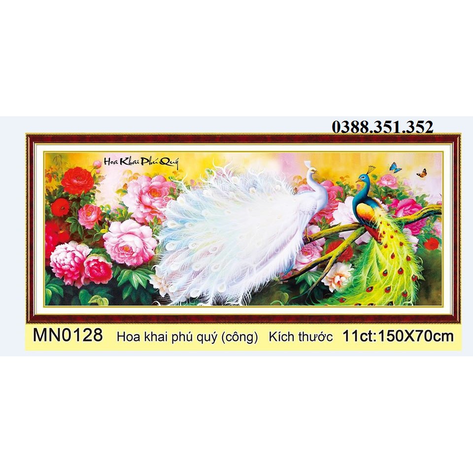 Tranh thêu chữ thập CHIM CÔNG phu thê viên mãn MN0128 150*70CM