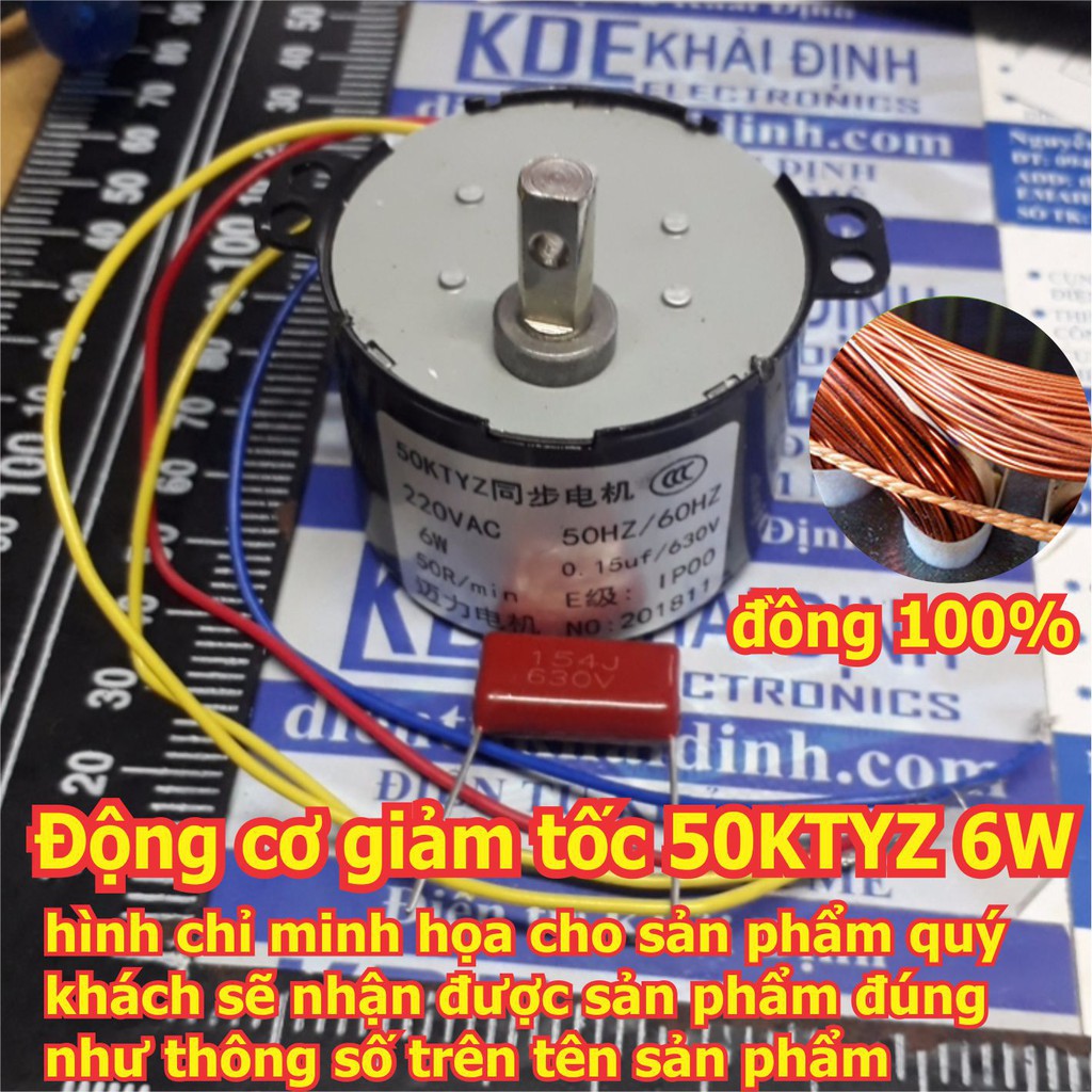 ĐỘNG CƠ GIẢM TỐC 220VAC 50KTYZ TRỤC 7MM 6W đủ tốc độ từ 10-110V/P kde5242