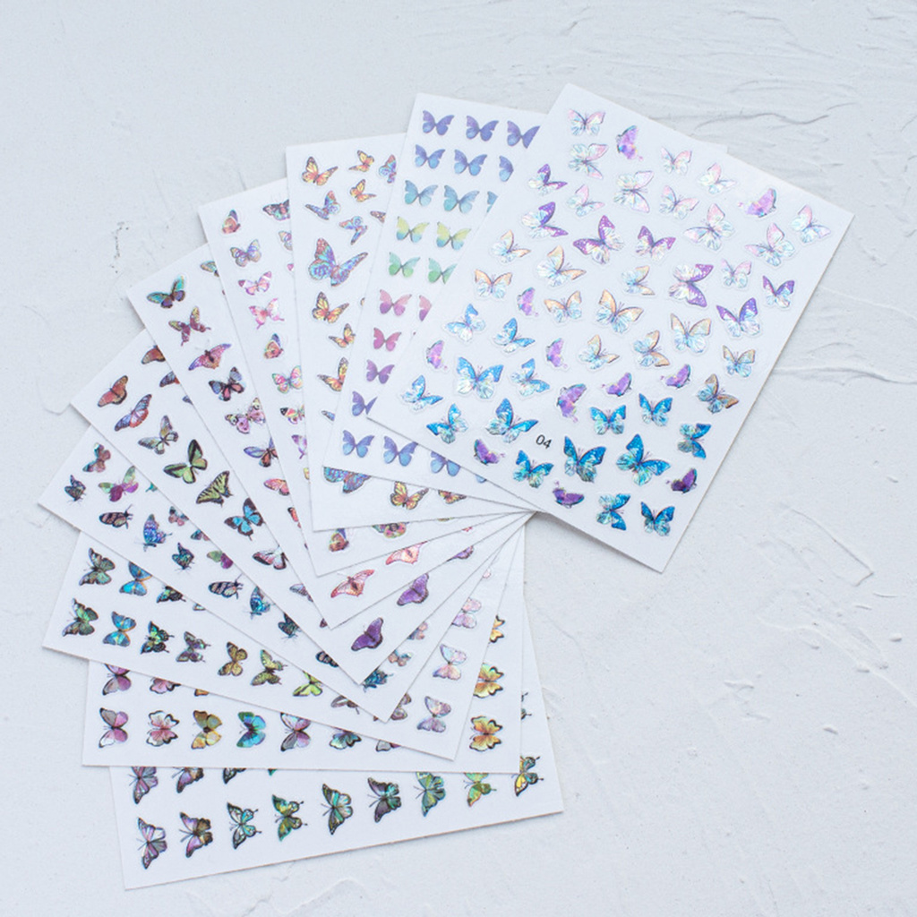 [Hàng mới về] Tờ dán móng trang trí hình bướm tự dính có thể lột ra không phai màu tiện dụng