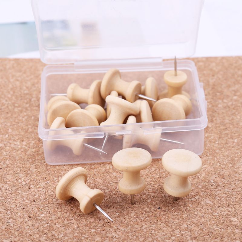 Set 15 kim ghim bảng tin bằng gỗ bần tự nhiên đính tranh ảnh trang trí văn phòng