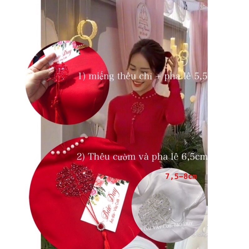 Miếng thêu áo dài- tấm tròn chữ hỷ kết áo