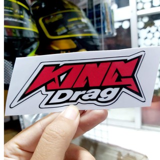 Tem decal sticker king drag đỏ dán xe nón giá rẻ