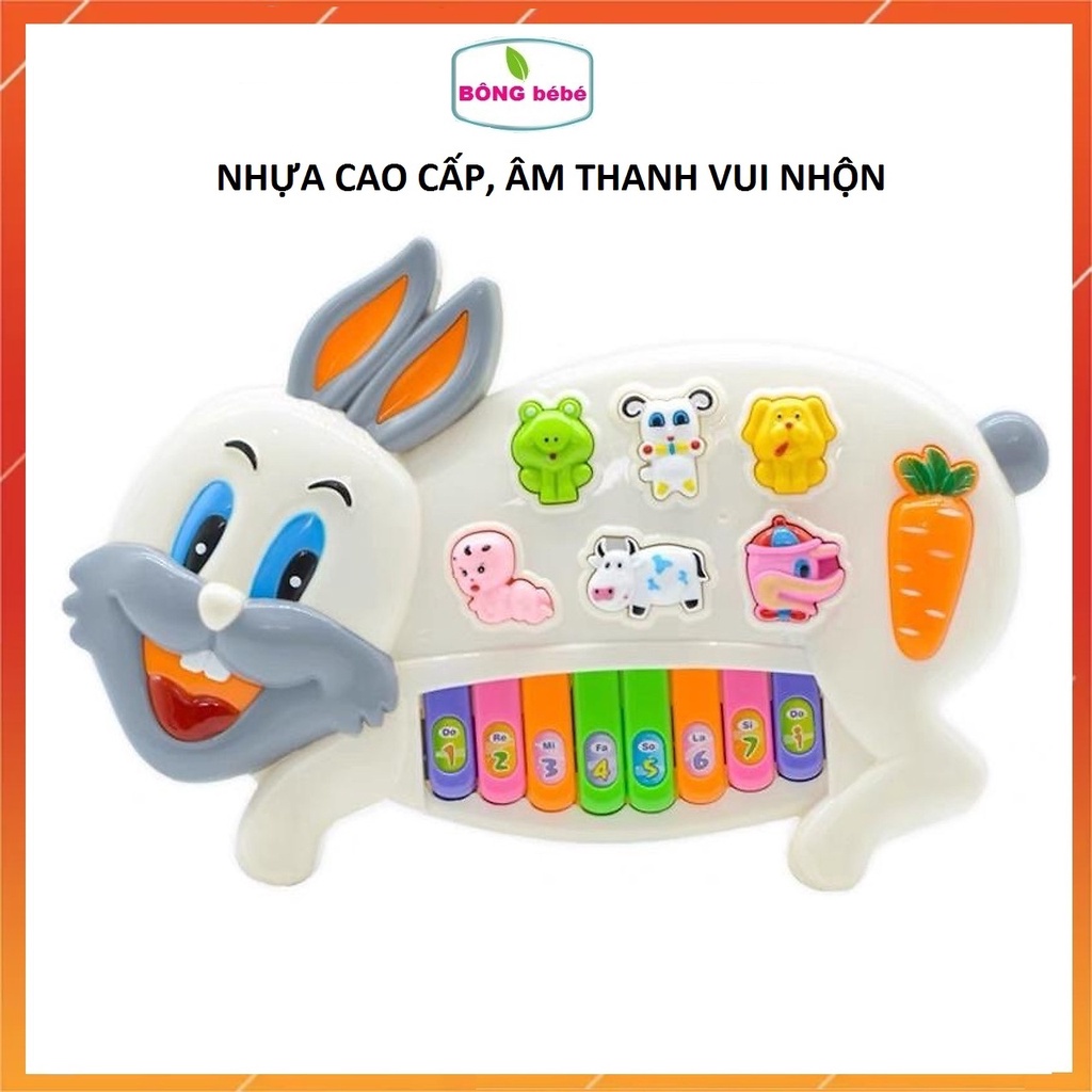 Đồ chơi đàn piano hình động vật thỏ, bò, nhựa cao cấp, âm thanh vui nhộn cho trẻ từ sơ sinh