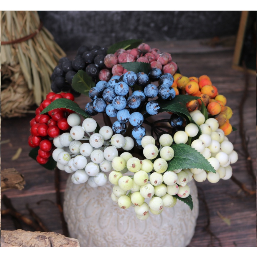 Hoa giả- chùm hoa KIM NGÂN trang trí có nhiều màu-mang ý nghĩa mày mắn trong phong thủy-cao 25cm
