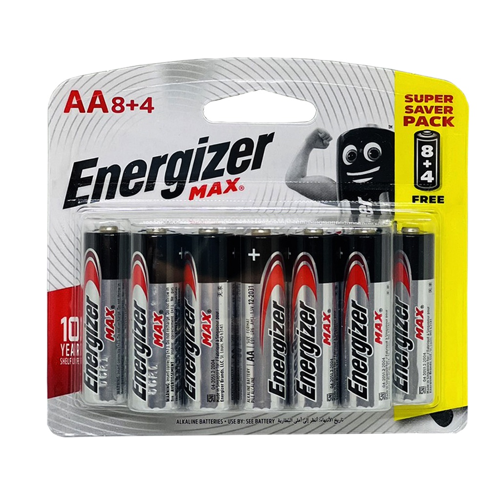 Vỉ 12 viên pin AA Energizer max chính hãng