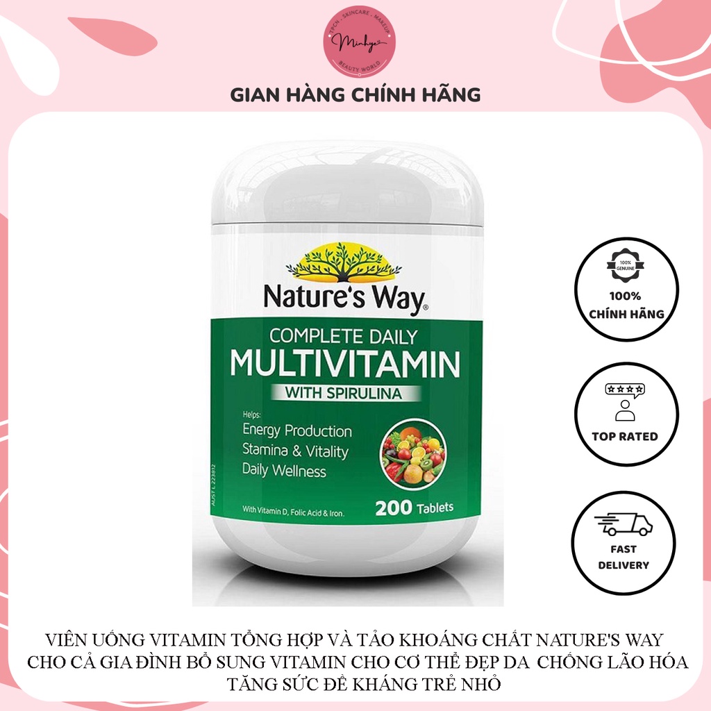 Viên Uống Vitamin Tổng Hợp Úc, Viên Tảo Nature's Way Complete Daily Multivitamin Bổ Sung Vitamin Cơ Thể