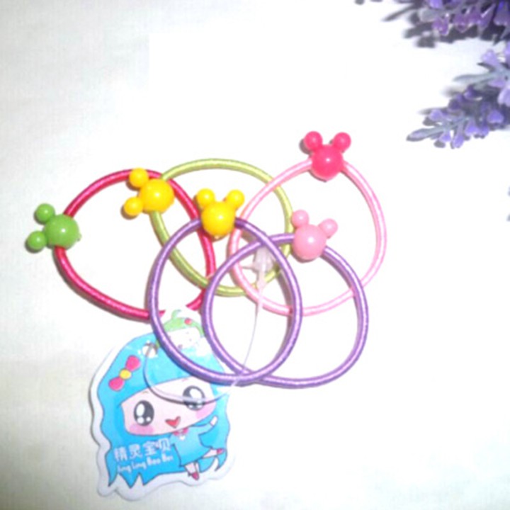 Set 5 chun buộc tóc hình con gấu bear chuột mickey ngôi sao nhiều màu dễ thương cho bé youngcityshop 30.000