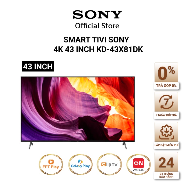 Google Tivi Sony 4K Ultra HD 43 inch KD-43X81DK - Miễn Phí Lắp Đặt