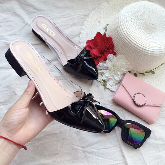 Giày dép nữ dáng sục tim nơ gót 3cm bền đẹp kiểu dáng thời trang giá rẻ | BigBuy360 - bigbuy360.vn