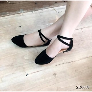 FREE SHIP Giày sandal bít mũi nhung dây chéo