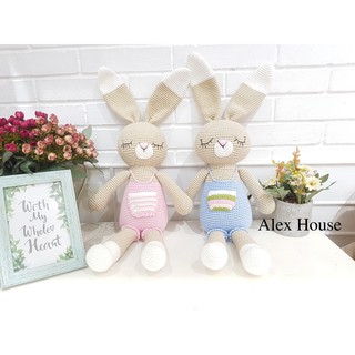 [Gấu bông an toàn cho bé] Thỏ yếm 55cm-  len Cotton cao cấp đạt chứng nhận EOKO-TEX Đức. Alex House Shop