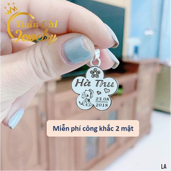 Mặt Dây Chuyền Bạc  SIÊU ĐỈNH Mặt Vòng Cổ Bạc Khắc Tên Ý Nghĩa, Kiểu Dáng Dễ Thương Cho Bé Trai, Bé Gái