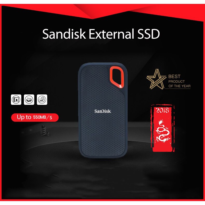 Ổ cứng di động SSD Sandisk Extreme Portable E60 USB 3.1 500GB / 1TB / 2TB Read 550MB/s (Đen) | BigBuy360 - bigbuy360.vn
