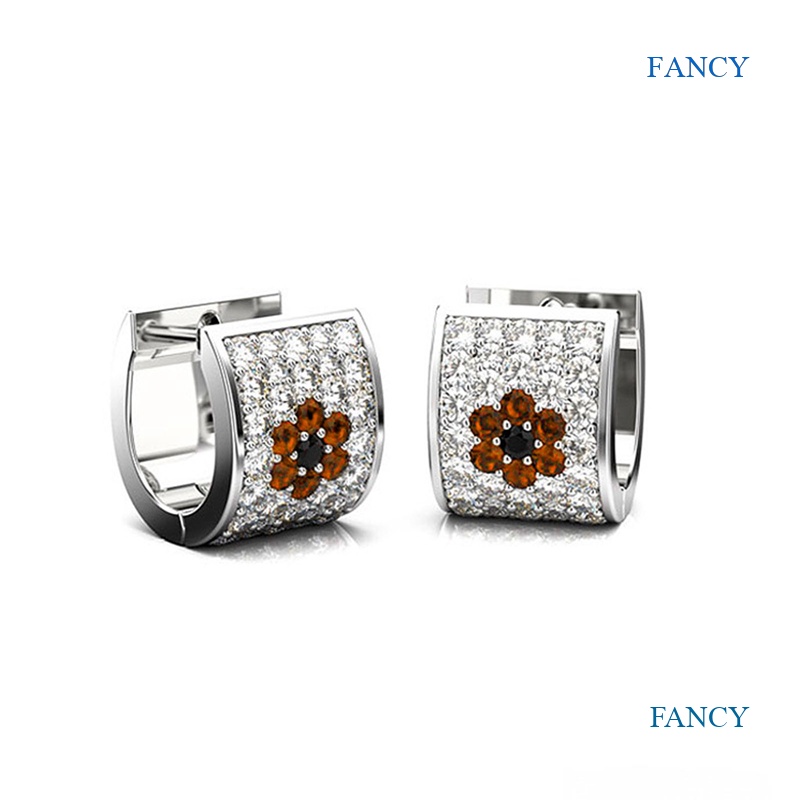 Đôi Khuyên Tai Tròn Nhỏ Hình Hoa Màu Cam Thanh Lịch Mới Cho Nữ