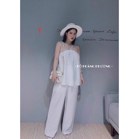 Set Bộ Nữ Áo Yếm Quần dài Trắng  hotgirl Siêu Xinh dưới 62kg G074 - HT STORE
