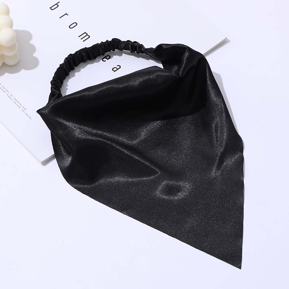 Khăn choàng cổ kiêm băng đô đeo đầu vải satin lụa sáng bóng hình tam giác co giãn thanh lịch nhiều màu sắc cho nữ