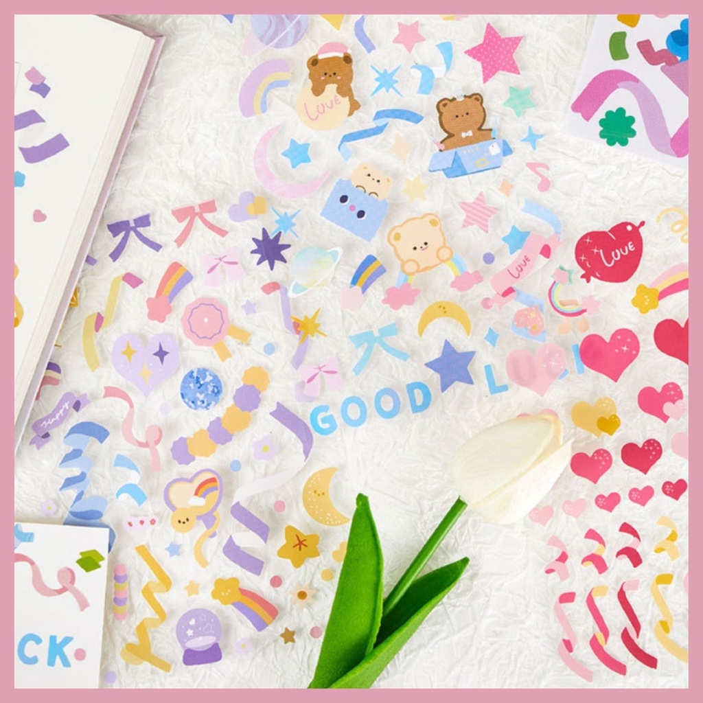 STICKER RUY BĂNG NHÃN DÁN TRANG TRÍ SIÊU XINH