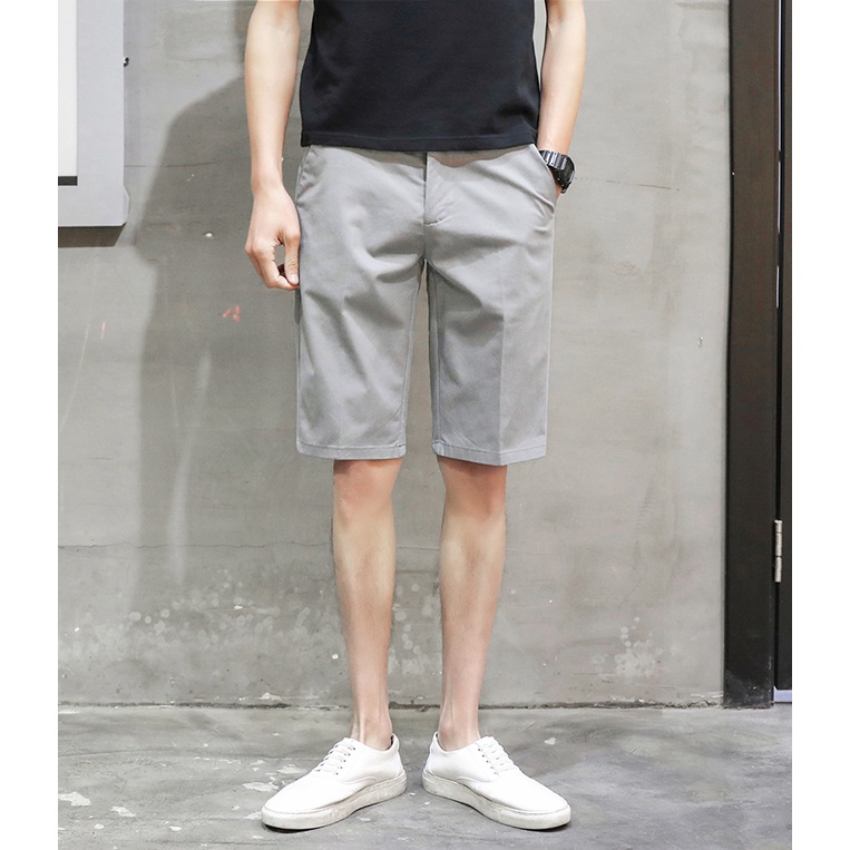 Quần Short Tây Nam Vải Cotton Co Dãn Thoáng Khí , Quần Âu Nam Ngắn Vải Trơn Dáng Ôm