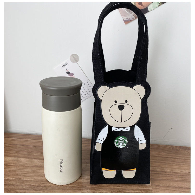 Túi xách Canvas họa tiết gấu Starbucks dễ thương cho nữ