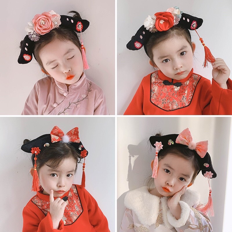 Băng đô cài tóc vải bông phong cách Trung Hoa dễ thương cho nữ