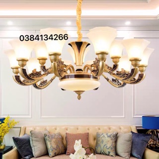 [TẶNG KÈM BÓNG LED TIẾT KIỆM ĐIỆN] ĐÈN CHÙM TÂN CỔ ĐIỂN 8 TAY