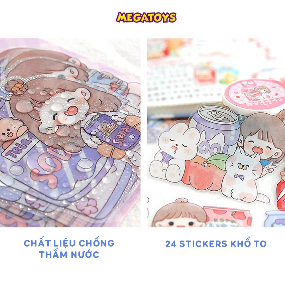 Sticker chính hãng Telado - Cô gái Abu Chi Chi Chi và đồ uống đáng yêu chống nước