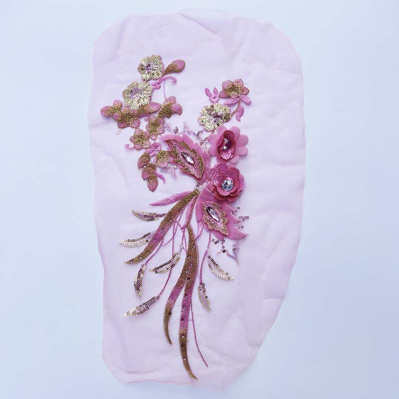 1 Miếng Vải Ren Thêu Hoa 3D 42CM * 19CM Trang Trí Quần Áo / Váy Cưới