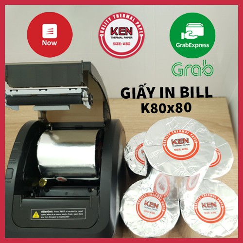 05 Cuộn LỚN K80 Giấy In Nhiệt , Giấy In Hóa Đơn , Giấy in Bill 80x80